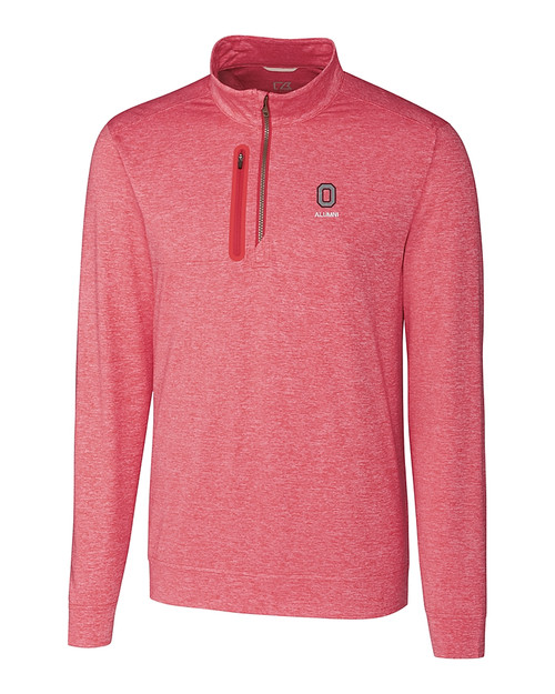 Ohio State Buckeyes Alumni Cutter & Buck Stealth Heathered Quarter Zip Mens Pullover CDR_MANN_HG 