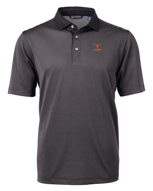 Texas Longhorns Alumni Cutter & Buck Virtue Eco Pique Micro Stripe Recycled Mens Polo BLEG_MANN_HG 