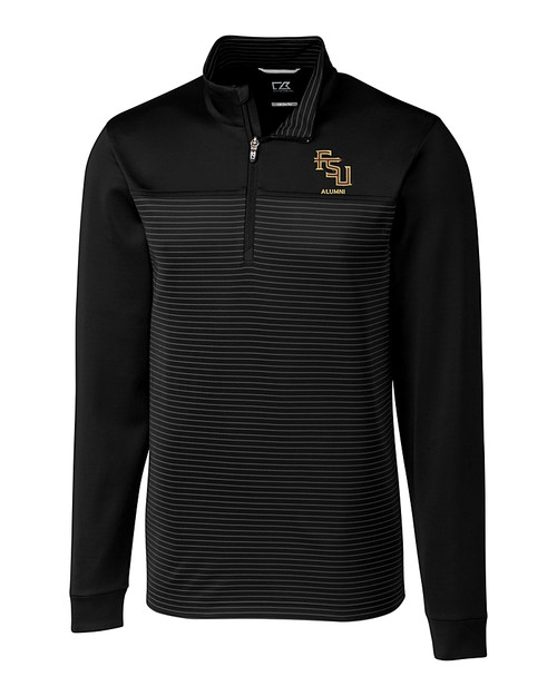 Florida State Seminoles Alumni Cutter & Buck Traverse Stretch Eco Stripe Quarter Zip Mens Big and Tall Pullover BL_MANN_HG 
