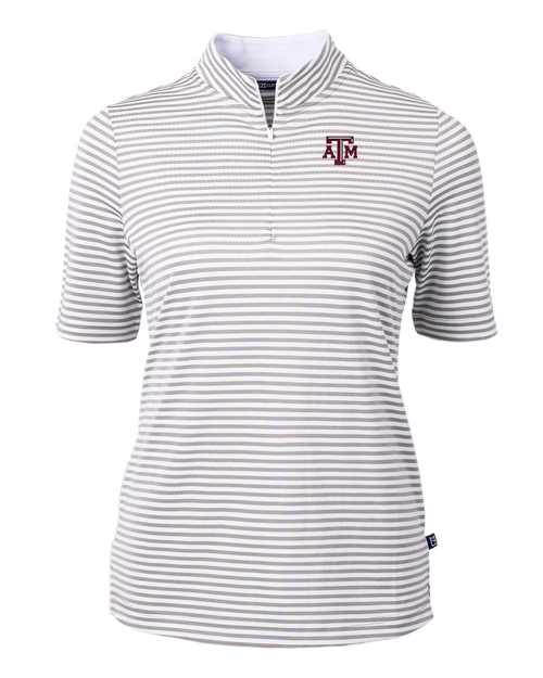 Texas A&M Aggies Cutter & Buck Virtue Eco Pique Stripe Recycled Womens Top POL_MANN_HG 1