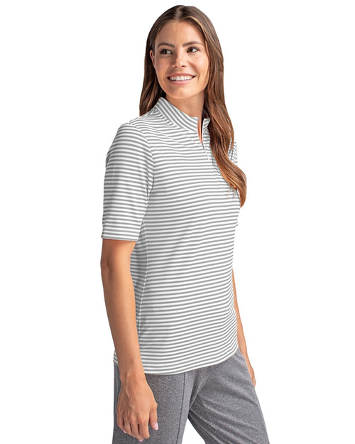 Texas Tech Red Raiders Alumni Cutter & Buck Virtue Eco Pique Stripe Recycled Womens Top Polished Medium Gray Side