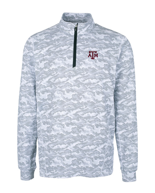 Texas A&M Aggies Cutter & Buck Traverse Camo Print Stretch Quarter Zip Mens Big and Tall Pullover CC_MANN_HG 1