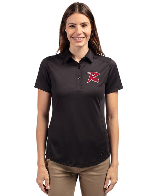 Richmond Flying Squirrels Cutter & Buck Prospect Eco Textured Stretch Recycled Womens Short Sleeve Polo Black Front