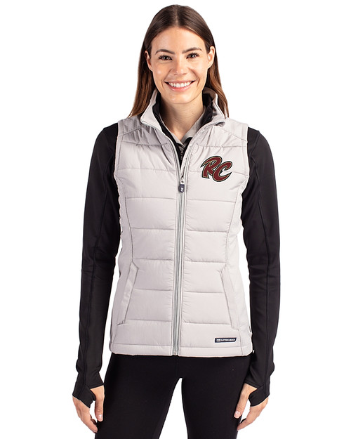 Sacramento River Cats Cutter & Buck Evoke Hybrid Softshell Recycled Womens Full Zip Vest CONCRETE Front