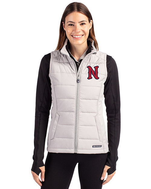 Nashville Sounds Cutter & Buck Evoke Hybrid Softshell Recycled Womens Full Zip Vest CONCRETE Front