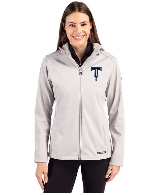 Tulsa Drillers Cutter & Buck Evoke Softshell Recycled Full Zip Womens Jacket CONCRETE Front