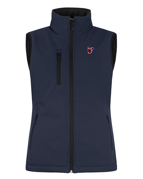 Jacksonville Jumbo Shrimp Clique Equinox Insulated Womens Softshell Vest Dark Navy Mannequin