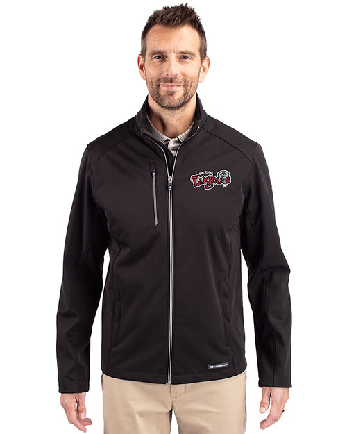 Lansing Lugnuts Cutter & Buck Evoke Softshell Recycled Full Zip Mens Jacket Black Front