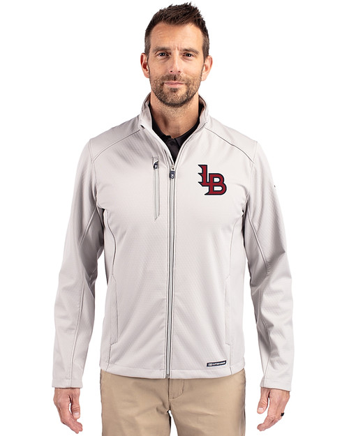 Louisville Bats Cutter & Buck Evoke Softshell Recycled Full Zip Mens Jacket CONCRETE Front