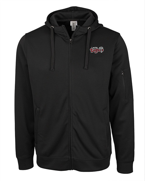 Lansing Lugnuts Clique Lift Solution-dyed Performance Unisex Full Zip Hooded Sweatshirt Black Mannequin