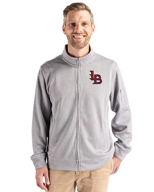 Louisville Bats Clique Lift Solution-dyed Performance Unisex Full Zip Sweatshirt Grey Melange Front