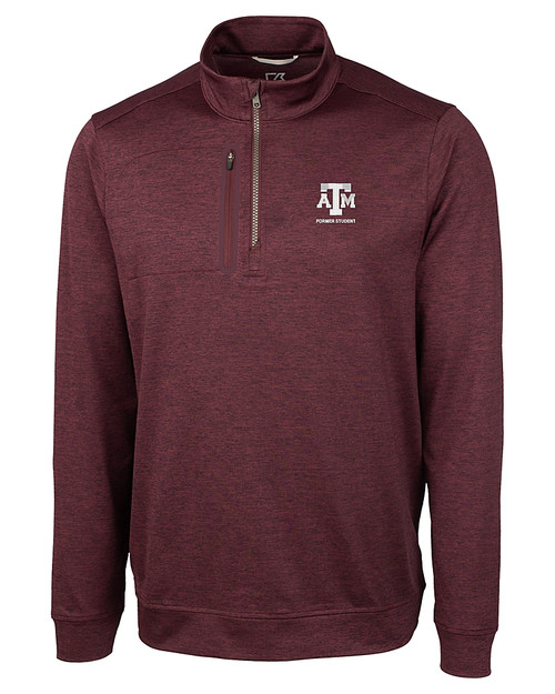 Texas A&M Aggies Alumni Cutter & Buck Stealth Heathered Mens Big and Tall  Quarter Zip Pullover Bordeaux Mannequin