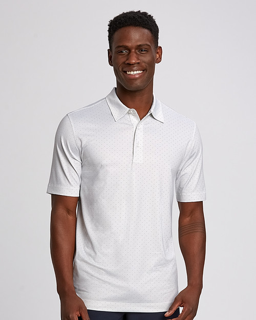 Cutter & Buck Pike Double Dot Print Stretch Mens Polo WH PRO_HG 1