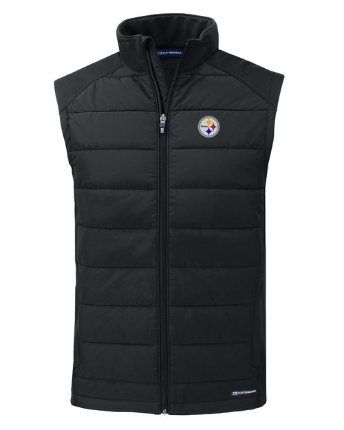 Pittsburgh Steelers Cutter & Buck Evoke Hybrid Eco Softshell Recycled Mens Full Zip Vest BL_MANN_HG 1