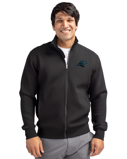 Carolina Panthers Cutter & Buck Roam Epic Versatility Recycled Full Zip Mens Jacket Black Front