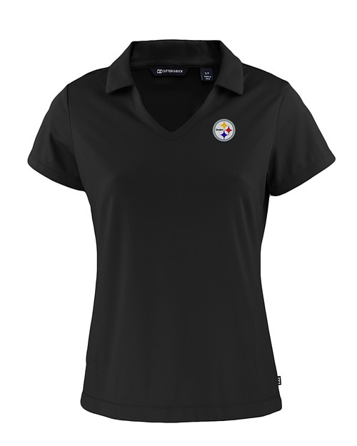 Pittsburgh Steelers Cutter & Buck Daybreak Eco Recycled Womens V-neck Polo Black Mannequin