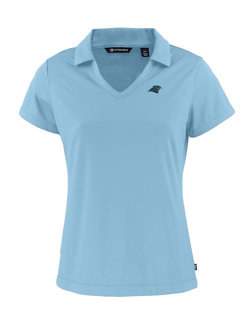 Carolina Panthers Cutter & Buck Daybreak Eco Recycled Womens V-neck Polo Atlas Light Blue Mannequin