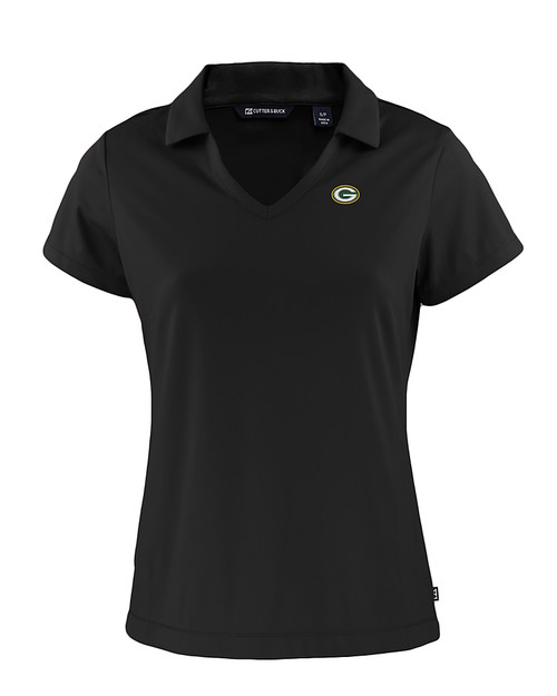 Green Bay Packers Cutter & Buck Daybreak Recycled Womens V-Neck Polo Black Mannequin
