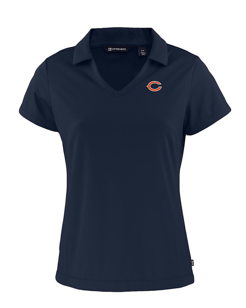 Chicago Bears Cutter & Buck Daybreak Recycled Womens V-Neck Polo Navy Blue Mannequin