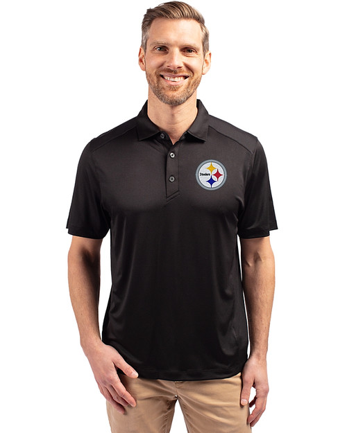Pittsburgh Steelers Cutter & Buck Forge Eco Stretch Recycled Mens Polo Black Front