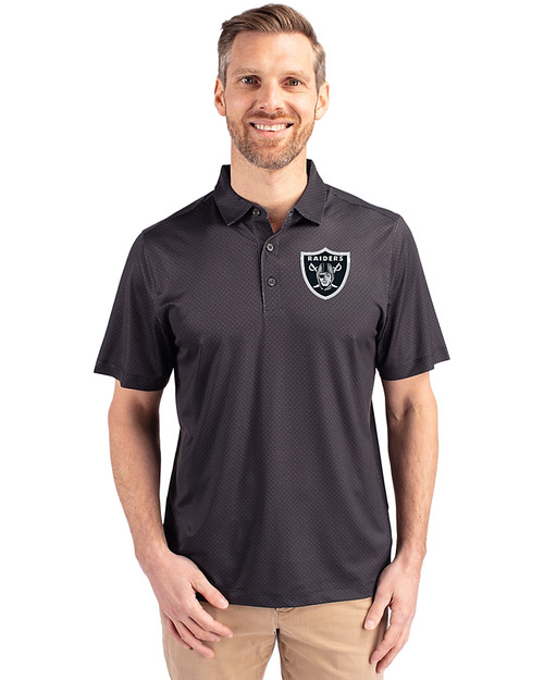 Las Vegas Raiders Cutter & Buck Pike Eco Tonal Geo Print Stretch Recycled Mens Big & Tall Polo Black Front