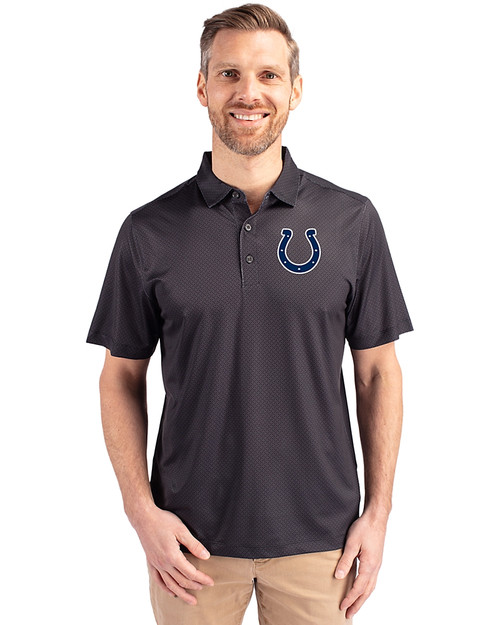 Indianapolis Colts Cutter & Buck Pike Eco Tonal Geo Print Stretch Recycled Mens Big & Tall Polo Black Front