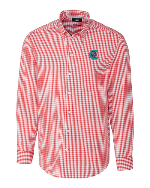 Charlotte Knights Cutter & Buck Easy Care Stretch Gingham Mens Big and Tall Long Sleeve Dress Shirt CDR_MANN_HG 1