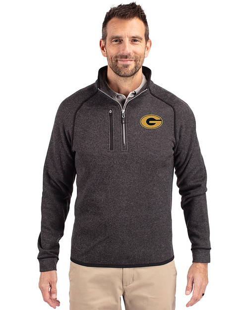 Grambling Tigers Cutter & Buck Mainsail Sweater-Knit Mens Half Zip Pullover Jacket Charcoal Heather Front