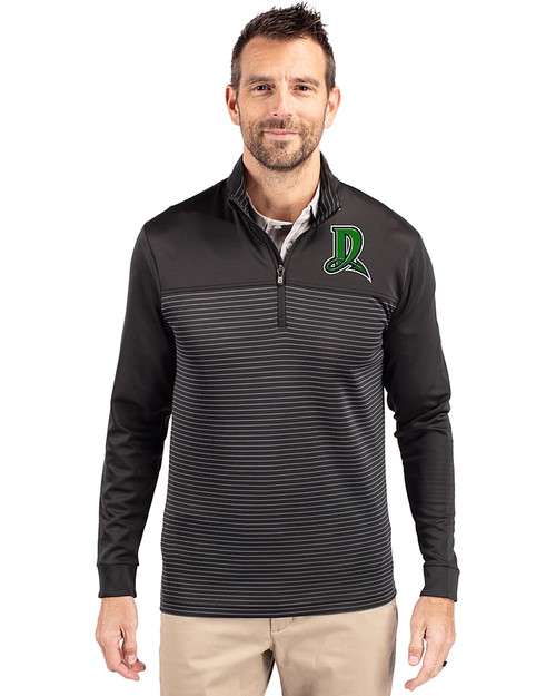 Dayton Dragons Cutter & Buck Traverse Stretch Eco Stripe Quarter Zip Mens Big and Tall Pullover Black Front