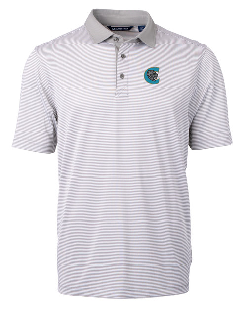 Charlotte Knights Cutter & Buck Virtue Eco Pique Micro Stripe Recycled Mens Polo POLWH_MANN_HG 1