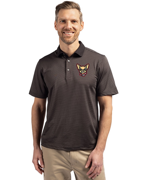 El Paso Chihuahuas Cutter & Buck Virtue Eco Pique Micro Stripe Recycled Mens Polo Black/Elemental Grey Front