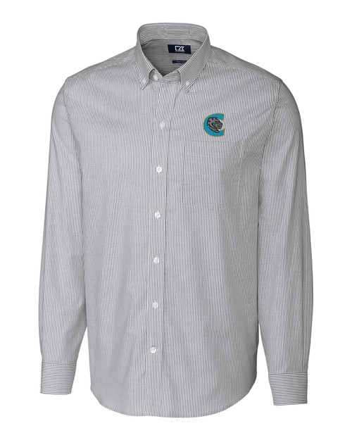 Charlotte Knights Cutter & Buck Stretch Oxford Stripe Mens Big and Tall Long Sleeve Dress Shirt CC_MANN_HG 1