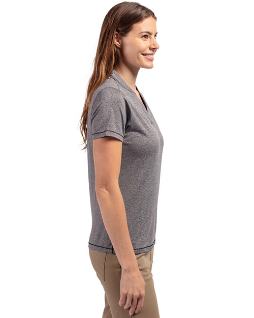 Grambling Tigers Cutter & Buck Forge Eco Heathered Stretch Womens Blade Top Charcoal Heather Side