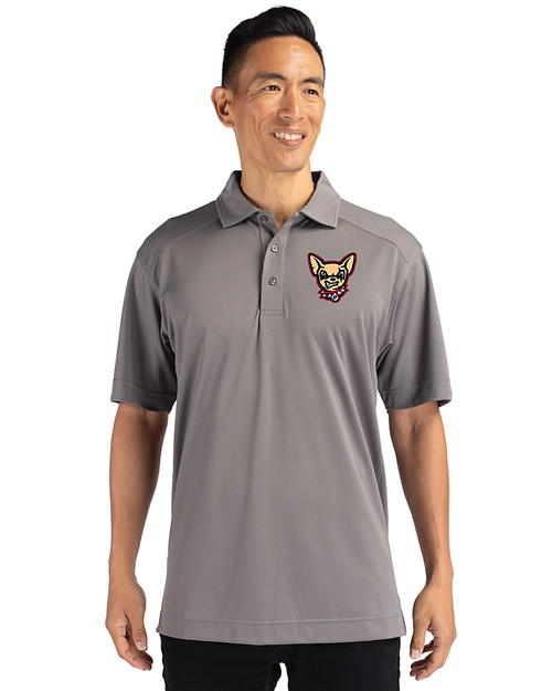 El Paso Chihuahuas Cutter & Buck CB Drytec Genre Textured Solid Mens Big and Tall Polo Elemental Grey Front