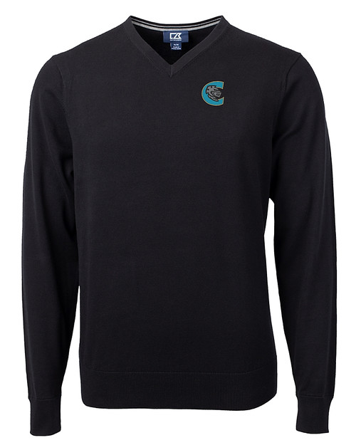 Charlotte Knights Cutter & Buck Lakemont Tri-Blend Mens V-Neck Pullover Sweater Black Mannequin