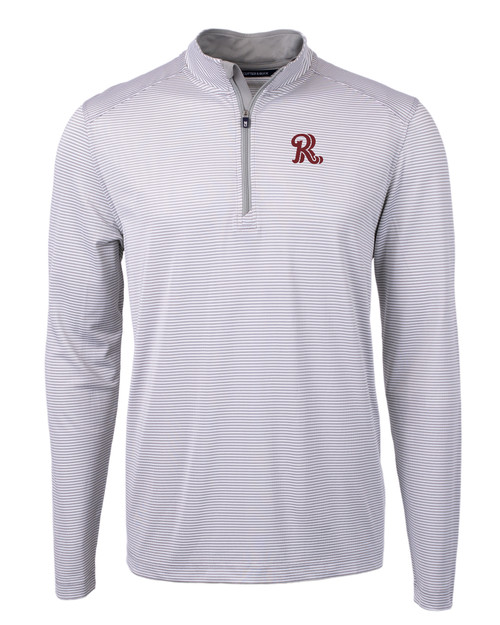 Frisco RoughRiders Cutter & Buck Virtue Eco Pique Micro Stripe Recycled Mens Big & Tall Quarter Zip POLWH_MANN_HG 1