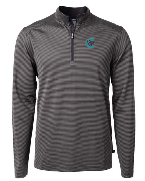 Charlotte Knights Cutter & Buck Virtue Eco Pique Micro Stripe Recycled Mens Big & Tall Quarter Zip BLEG_MANN_HG 1