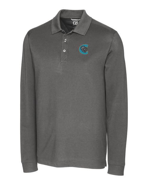 Charlotte Knights Cutter & Buck Advantage Tri-Blend Pique Mens Big and Tall Long Sleeve Polo EG_MANN_HG 1