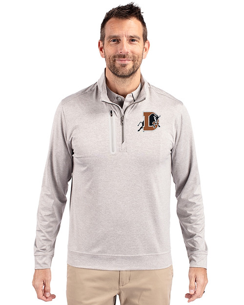 Durham Bulls Cutter & Buck Stealth Heathered Mens Big and Tall  Quarter Zip Pullover Polished Medium Gray Front
