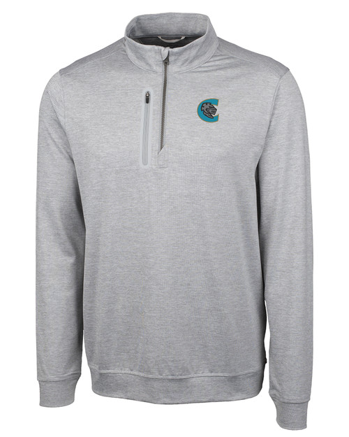 Charlotte Knights Cutter & Buck Stealth Heathered Mens Big and Tall  Quarter Zip Pullover POL_MANN_HG 1