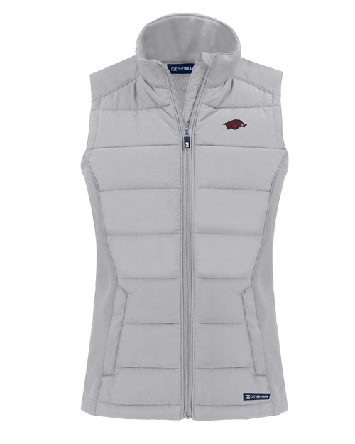 Arkansas Razorbacks Cutter & Buck Evoke Hybrid Eco Softshell Recycled Womens Full Zip Vest CNC_MANN_HG 1