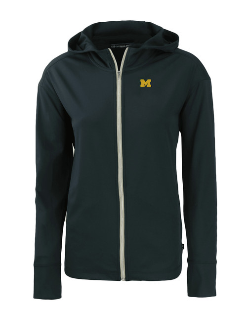 Michigan Wolverines Cutter & Buck Daybreak Eco Recycled Womens Full Zip Hoodie NVBU_MANN_HG 1