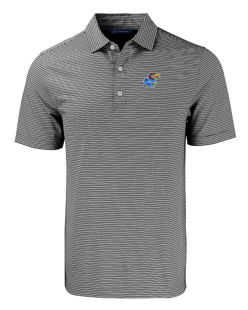 Kansas Jayhawks Cutter & Buck Forge Eco Double Stripe Stretch Recycled Mens Big &Tall Polo BLWH_MANN_HG 