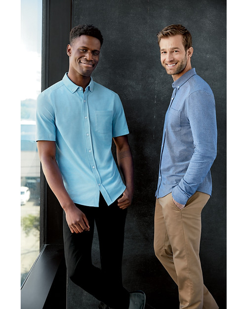 Cutter & Buck Advantage Tri-Blend Pique Short Sleeve Knitted Mens Button  Down
