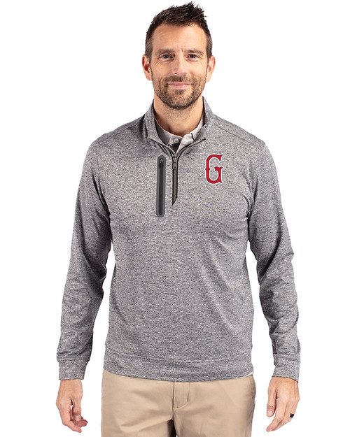 Greenville Drive Cutter & Buck Stealth Heathered Mens Big and Tall  Quarter Zip Pullover Elemental Grey Front
