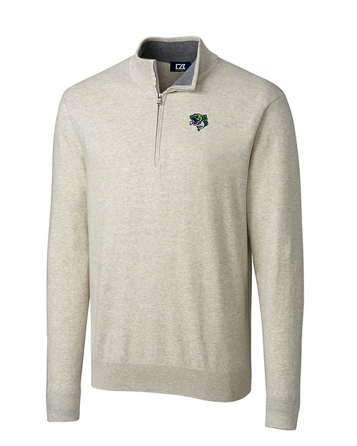 Gwinnett Stripers Cutter & Buck Lakemont Tri-Blend Mens Big and Tall Quarter Zip Pullover Sweater Oatmeal Heather Mannequin