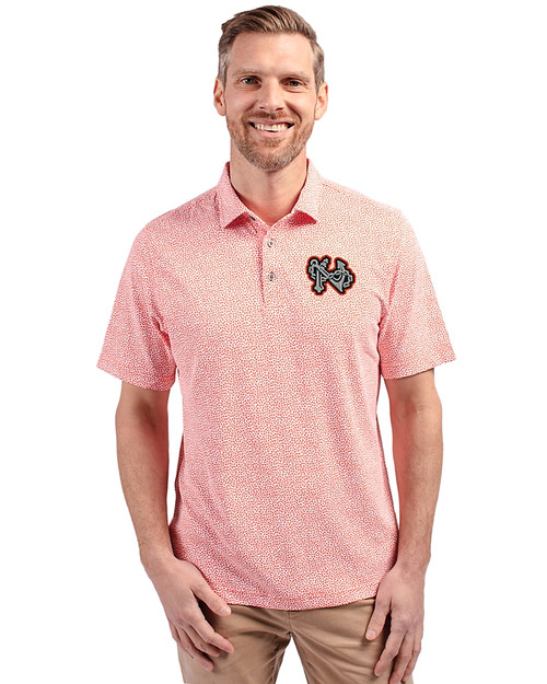 Norfolk Tides Cutter & Buck Virtue Eco Pique Botanical Print Recycled Mens Polo College Orange Front