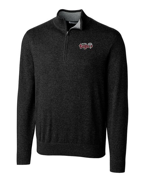 Lansing Lugnuts Cutter & Buck Lakemont Tri-Blend Mens Quarter Zip Pullover Sweater Black Mannequin