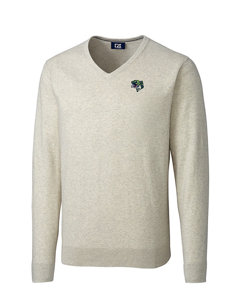 Gwinnett Stripers Cutter & Buck Lakemont Tri-Blend Mens V-Neck Pullover Sweater Oatmeal Heather Mannequin