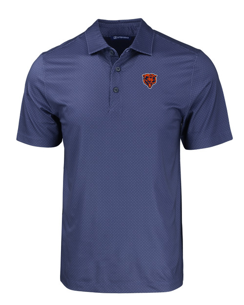 Chicago Bears Historic Cutter & Buck Pike Eco Tonal Geo Print Stretch Recycled Mens Polo NVBU_MANN_HG 1